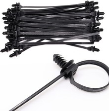 Push Mount Zip Ties, 8 Inch Cable Zip Tie Black Wire Tie with Push Pin Fir Tree