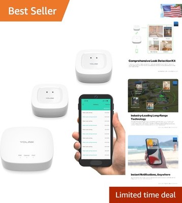 Complete Water Leak Alert System: Hub + 2 Sensors, 1000 Ft Range, Quick Setup