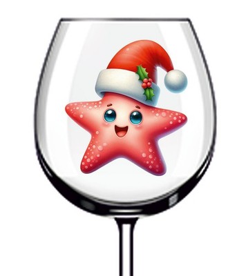 12x bunte Weihnachten lustige Seestern Vinyl Aufkleber Abziehbild Weinglas Flasche Tasse