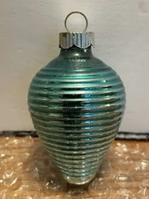 Vintage Shiny Brite Glass Christmas Ornament Japanese Lantern Ribbed 2.5” - Read