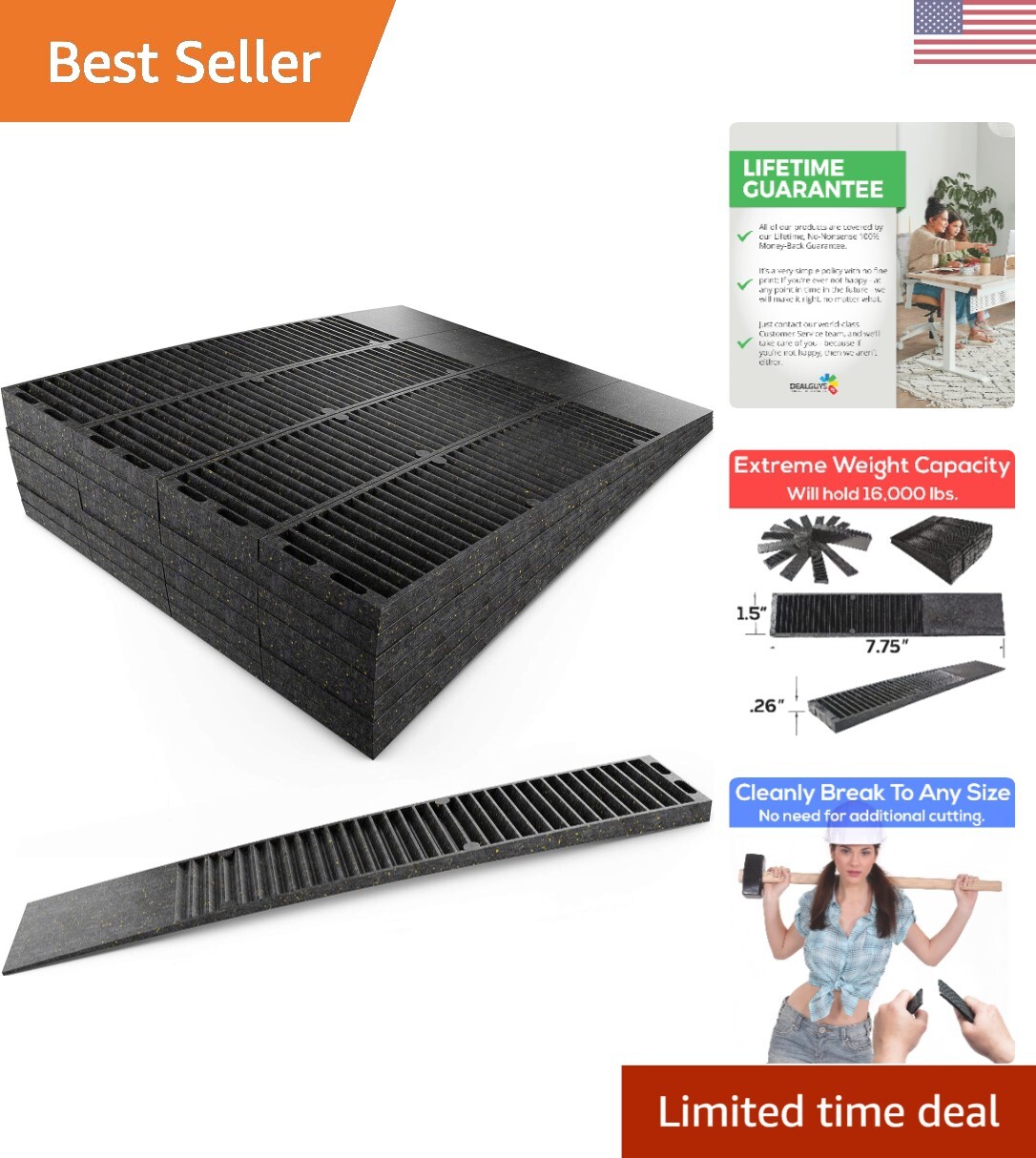 Weather-Resistant Composite Shims 7.75 Inch 24pk - High Strength 16K lb Capacity & Easy Snap Design