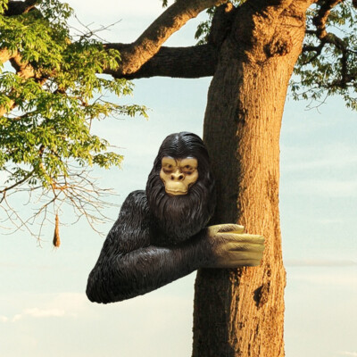 Bigfoot The Bashful Yeti Tree Statue Whimsical Sculpture Orangutan Art Ornaments | eBay