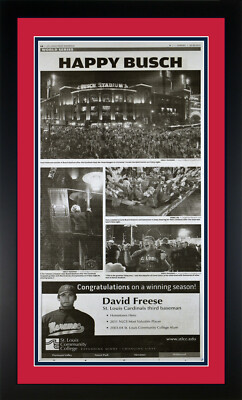 2011 St Louis Cardinals Dispatch Newspaper Page ''Happy Busch'' Framed!