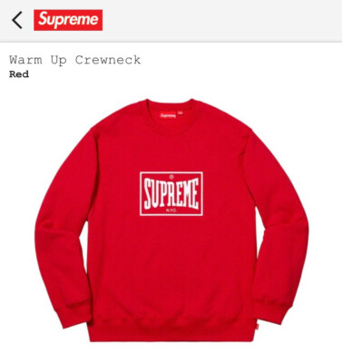 Supreme Warm Up Crewneck Red Size XL W/ Box Logo Sticker | eBay