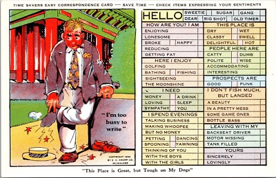 Busy Person Checklist Comic Humor Walters  Postcard Unposted 1934 Kropp