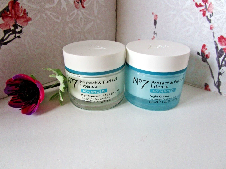 2 x No7 Protect & Perfect Intense Advanced Day & Night Cream 50ml Each BN No Box