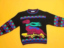Vintage Hot Cashews 80s 90s Dinosaurs On Skateboard Kids Sweater