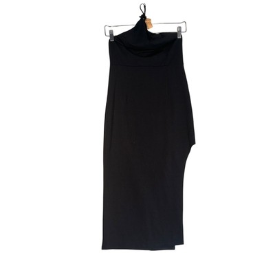 Tsher Women Sz S Black Stretch Side Slit Pull On Halter Top Dress Summer Spring