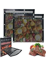 Large BBQ Mesh Grill Bags Set 2 Reusable Non-Stick Net for Veggies Fish Meat
