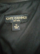 Ignite Evenings Silver/Black Lace Sequin Gown Sz 12