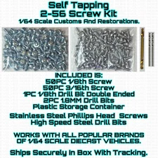 2-56 Screw Kit SELF TAP FOR 1/64 Scale Custom Restoration Hot Wheel & Other