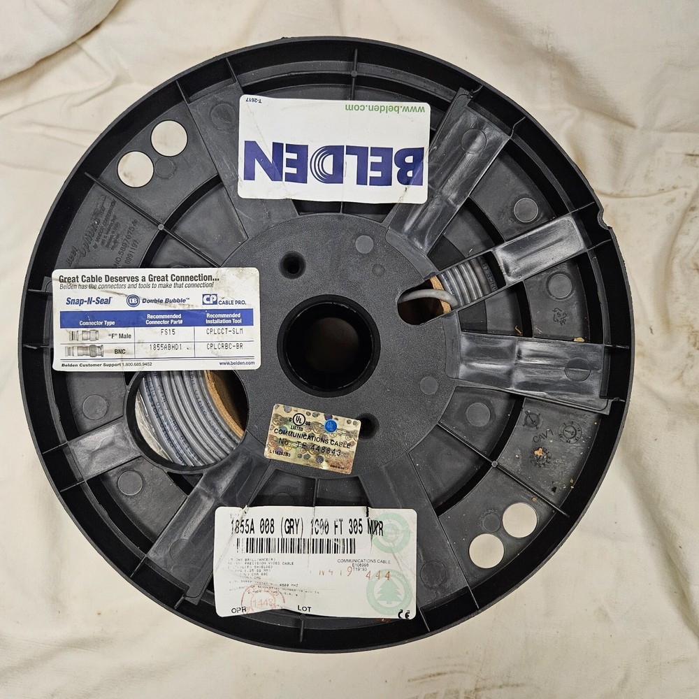 Belden 1855A 1000FT Gray Shielded Security Cable Bulk Spool
