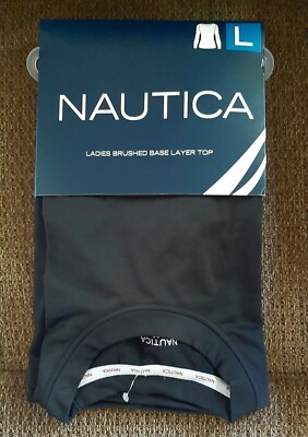 NWT NAUTICA WOMEN'S Black Brushed BASE LAYER Long Sleeve SHIRT LARGE  Dri-Fusion