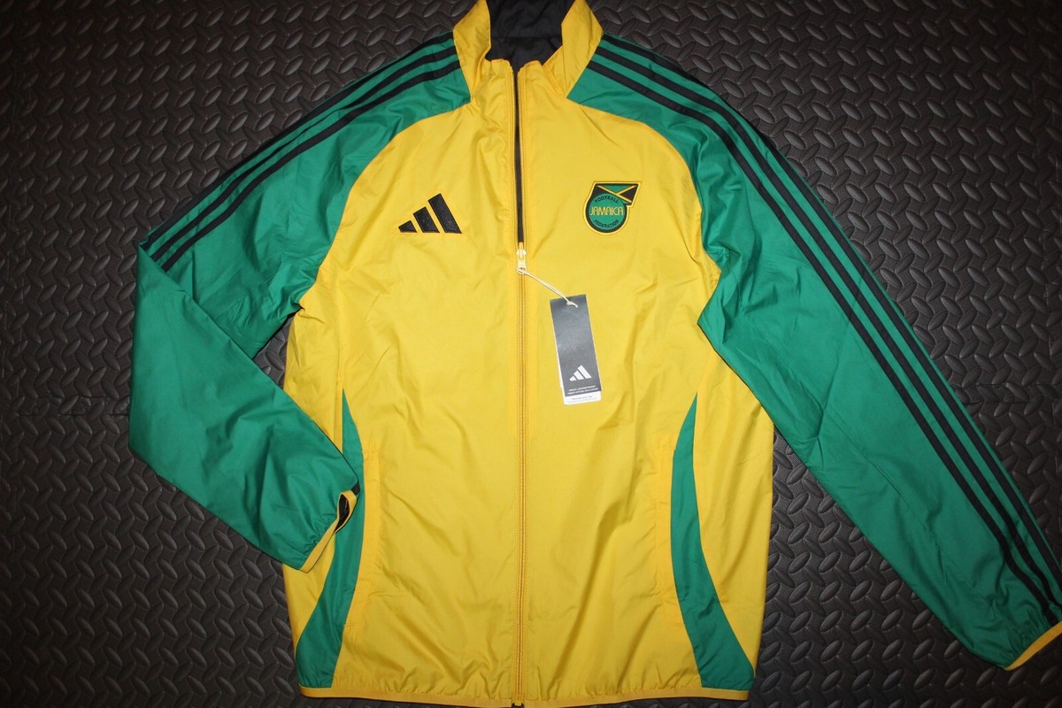 NEW MEN'S ADIDAS JAMAICA JFF REVERSIBLE SOCCER TRACK JACKET ~SIZE