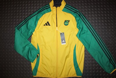 NEW MEN'S ADIDAS JAMAICA JFF REVERSIBLE SOCCER TRACK JACKET ~SIZE