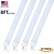 8FT FA8 LED Tube Light 5000K T8 Single Pin 45W Shop Warehouse Light Bulb 25PCS