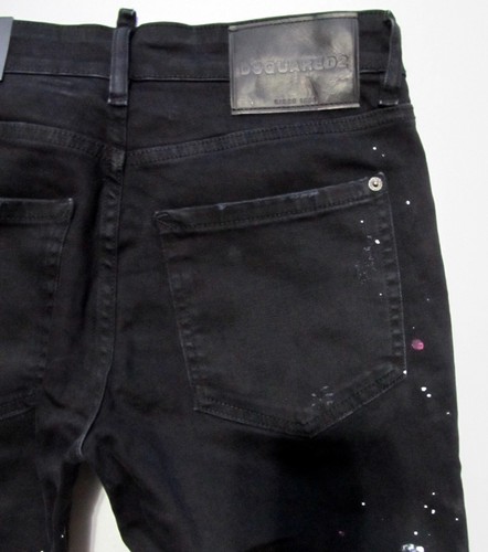 New DSQ2 Size 34 Slim Jeans Black Men's Washed Slim Fit Ripped Pants - Picture 7 of 10