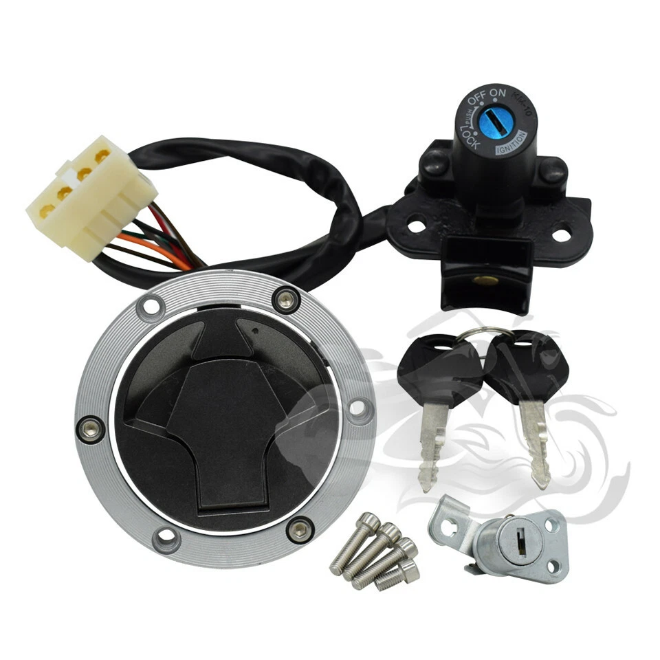 Juego de llaves de bloqueo de tapa de combustible interruptor de encendido apto para Kawasaki Ninja 300 EX300 2013-2017 Foto 2 de 4
