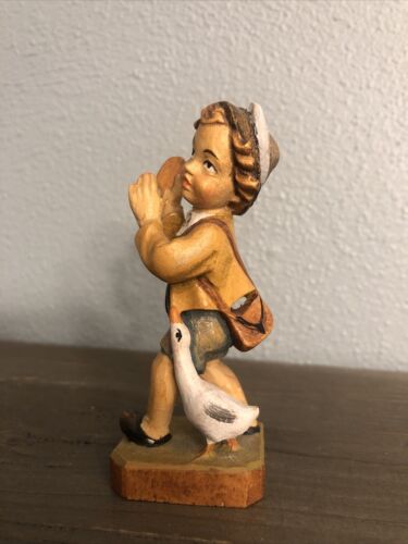 Wood Carvings By P. Maeder 3.5 In Wooden Boy Made In Switzerland - Picture 2 of 5