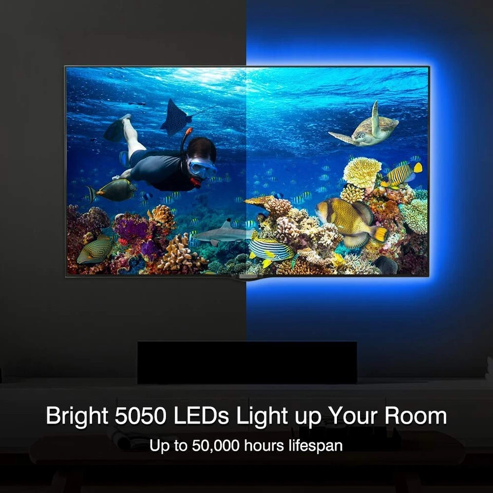 Lewentech LED Strip 2m/5w RGB USB-set IR Remote Multi Color 48 LED 6’ Peel/Stick - Image 3 of 4