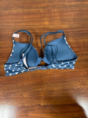 Victoria's Secret Body by Victoria Push-Up Bra 32B Blue with White