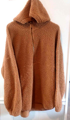 Get After It Women's XL Brown Hoodie 1/2 Zip Pull Over 
