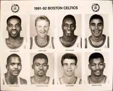 1991-92 NBA BASKETBALL PHOTO BOSTON CELTICS LARRY BIRD REGGIE LEWIS DEE BROWN 