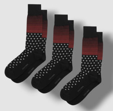 Cole Haan Men's Black 3-Pair Pack Logo Stripe and Dot Crew Socks Shoe 7-12