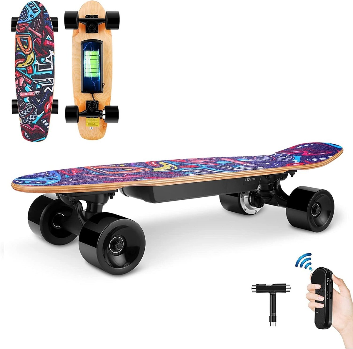 NEW Maple Deck Electric Skateboard Graffiti Graphics w Remote