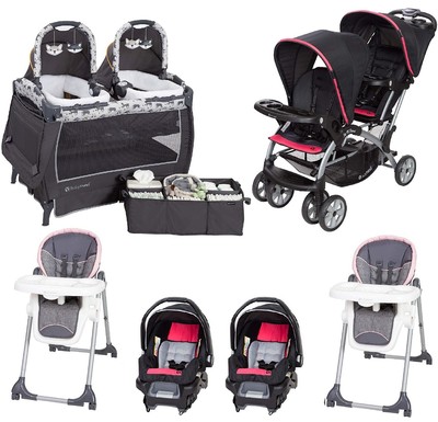 pink double stroller