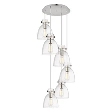 Innovations Newton-B 6Lt 8" CM Pendant, 14" Cpy, PN/CL - 116-410-1PS-PN-G412-8CL