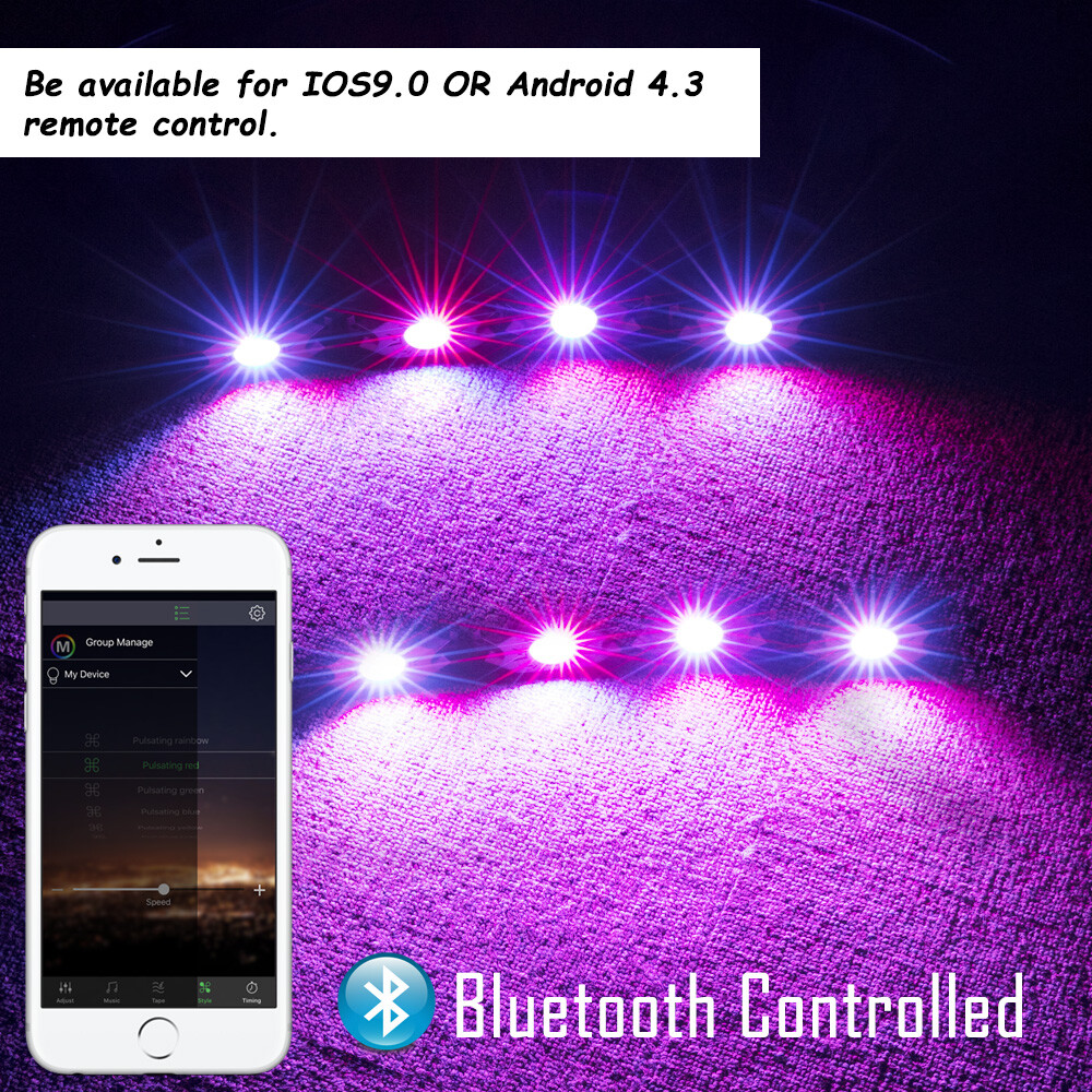 8 Pod RGB LED Rock Light Bluetooth Underglow Lamp For Polaris Ranger