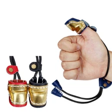 Archery Leather Thumb Ring Brass Fingers Guard Protector Gear Bow Hunting Guard
