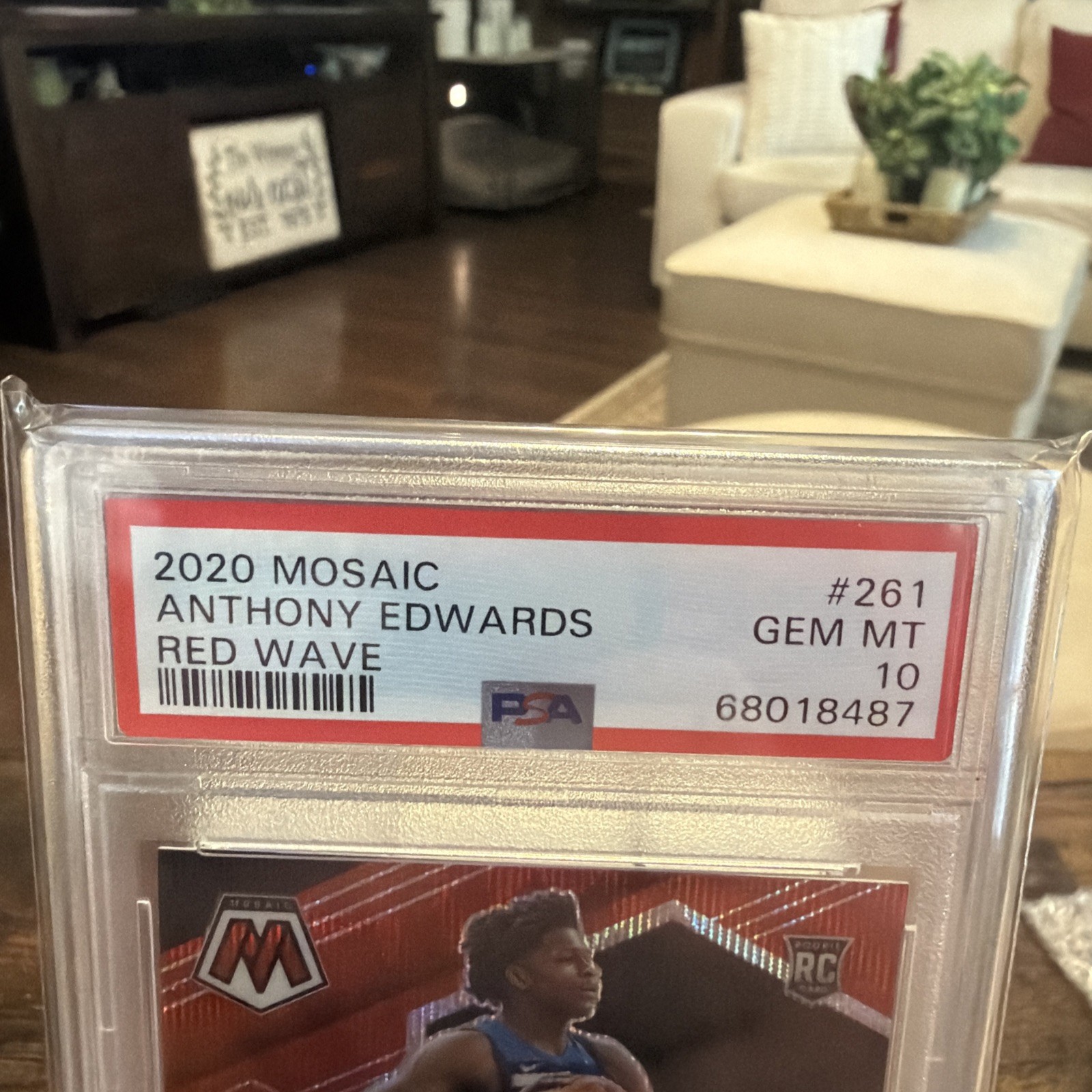 Anthony Edwards 2020 Mosaic Red Wave Rookie #261 TIMBERWOLVES RC PSA 10 view 9