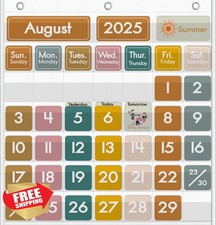 Classroom Calendar Pocket Chart Boho Decor Learning Supplies