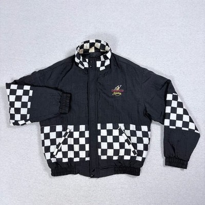 Vintage 90s Swingster Louisville Speedway Checkered Racing Nylon Bomber Jacket