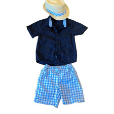 Boys 6t preppy boys short gingham outfit with hat