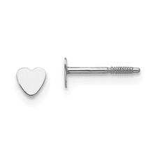 14k White Gold Tiny Heart Baby Post Earrings