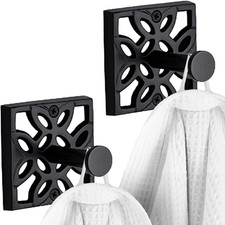 Black Bathroom Towel Hook Robe Hook Wall Mounted - Decorative Wall Hooks for Tow