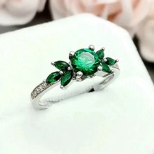 2.30 Ct Round Cut Natural Emerald & Diamond W...