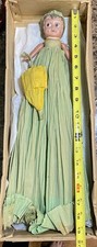 Vtg 1920"s Kewpie Face Flapper Doll Crepe/Paper Dress In Box