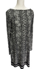 Michael Kors Snake Skin Print Dress Long Sleeve Gray Size L