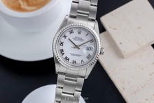 Rolex Datejust 36 White Dial Oyster Stahl Automatik Herrenuhr Ref.16220 F-Serie
