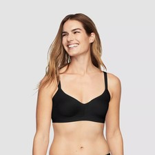 NWT Warner's Simply Perfect sz S Black Smoothing Seamless Wireless Bra AM63