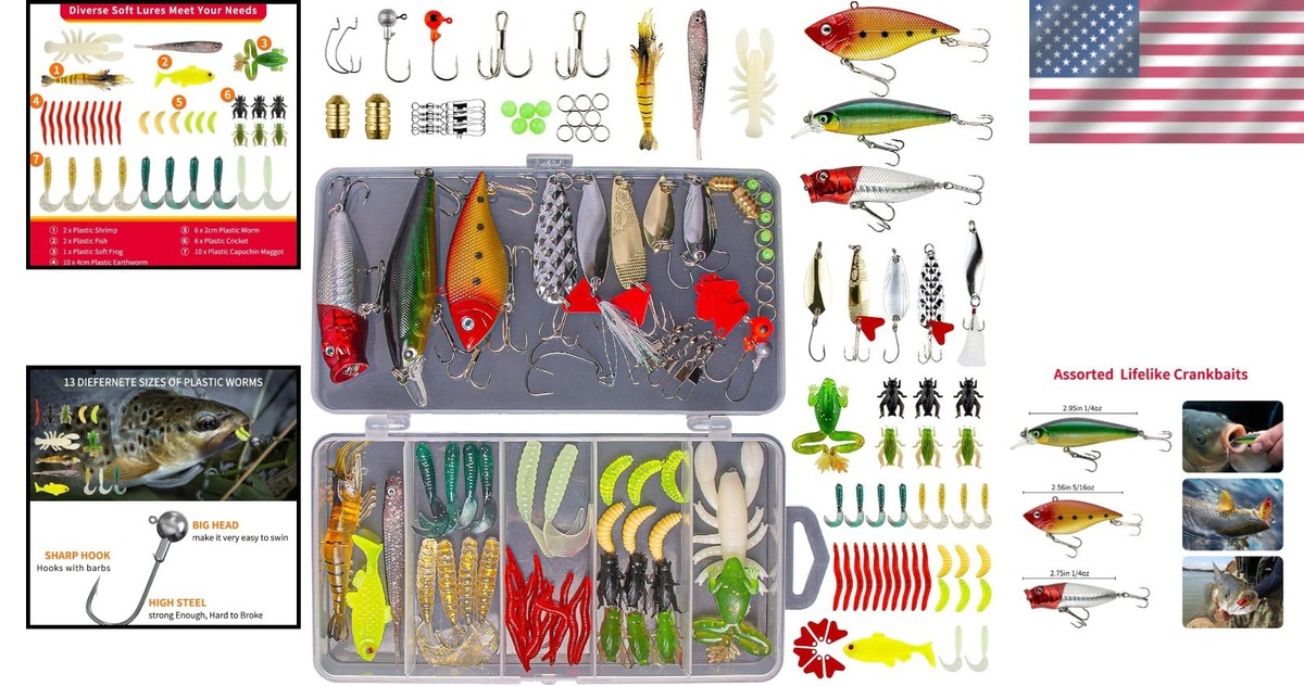 essential lures for every tackle box Essential Fishing Lures Kit for Bass, Trout & Salmon – 78 Pieces in Tackle  Box