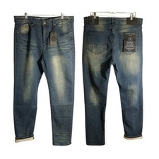 VGB Vintage Genes Black Slim Fit W30x30L French Terry Denim Blue Jeans Men's
