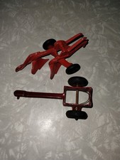 Vintage Silk Toy 2 Bottom Plow- Red - Made In USA Plus A Hubley Trailer Too Used