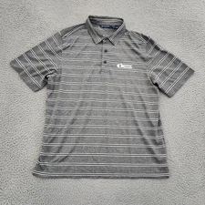 Cutter & Buck Polo Shirt Mens Large Gray Striped United Rentals Golf Performance
