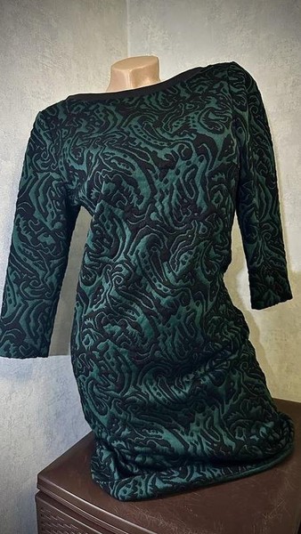 Women Dress Green Velvet 38 / M / 46