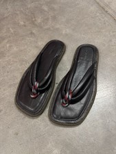 Dries Van Noten Men  s Leather Thong Sandles Size 45 NWT